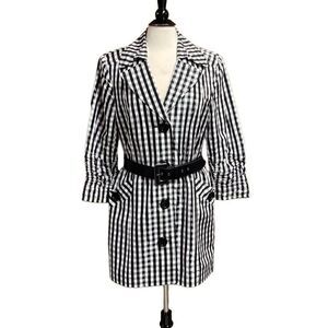 Anthracite Black & White Gingham Quarter Sleeve Rain Jacket Size 10